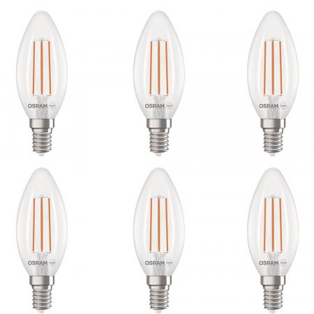 6er Set Osram E14 LED Kerzenlampe CLASSIC besonders effizient klar 3,8W wie 60W 4000K neutralweißes Licht - Sehr gute Energieeffizienz