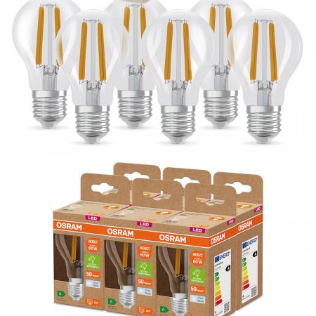 6er Set OSRAM E27 besonders effiziente LED Lampe 3,8W wie 60W 4000K neutralweißes Licht - beste Energie Effizienz Klasse