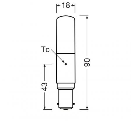 Aktion: Nur noch angezeigter Bestand verfügbar:   OSRAM B15d LED Lampe Special T SLIM dimmbar 2700K 8W wie 75W Kolbenform schlank