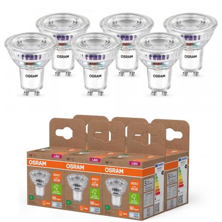 6er Sparset Osram GU10 PAR16 LED Strahler STAR besonders effizient 100° 3,3W wie 65W 4000K neutralweißes Licht - Sehr gute Energieeffizienz