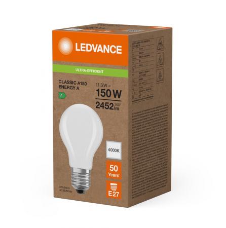 Ledvance E27 Besonders effiziente LED Lampe Classic mattiert 11,6W wie 150W 4000K neutralweißes Licht