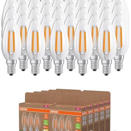 30er Set Osram E14 LED Kerzenlampe CLASSIC besonders effizient klar 2,2W wie 40W 2700K warmweißes Licht - Sehr gute Energieeffizienz - XXXL-Sparpack