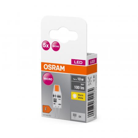 50er Pack OSRAM G4-Sockel LED Mico PIN / Stift sehr sparsam 1W wie 10W warmweißes Licht - XXXL-Sparpack