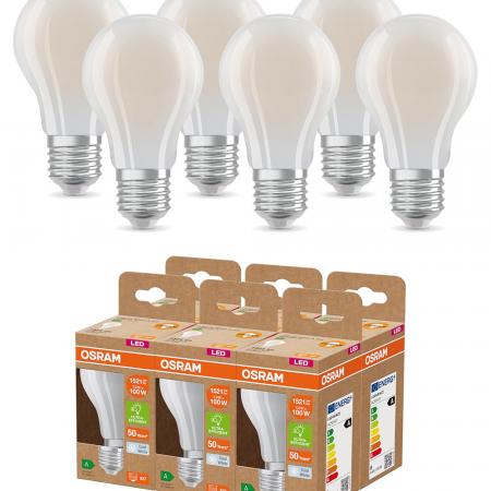6er OSRAM E27 besonders effiziente  LED Leuchtmittel leistungsstark 7,2W wie 100W 4000K neutralweißes Licht - beste Energie Effizienz Klasse
