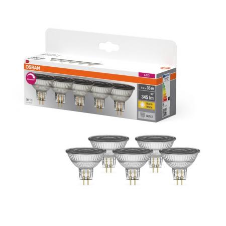 5er Pack OSRAM LED MR16 35 36° 5W 927 GU5.3 2700K 345 lm 90 Ra Warmweiß