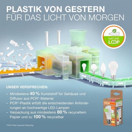 3er Pack OSRAM E27 LED Star Classic A 100 Recycled Plastic 14W wie 100W warmweisses Licht