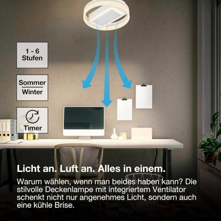 LEDVANCE CEILI LED Deckenventilator 55W 3100lm 3000-6500K dimmbar Ø500mm Weiß mit Fernbedienung
