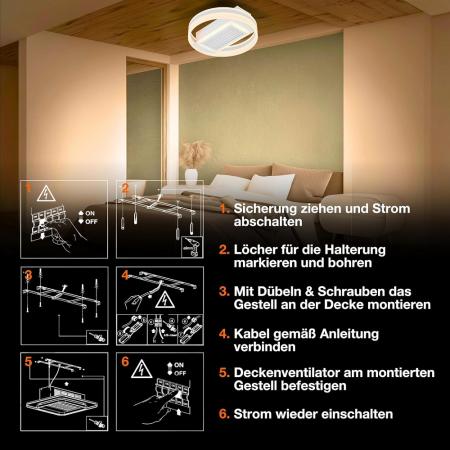LEDVANCE CEILI LED Deckenventilator 55W 3100lm 3000-6500K dimmbar Ø500mm Weiß mit Fernbedienung