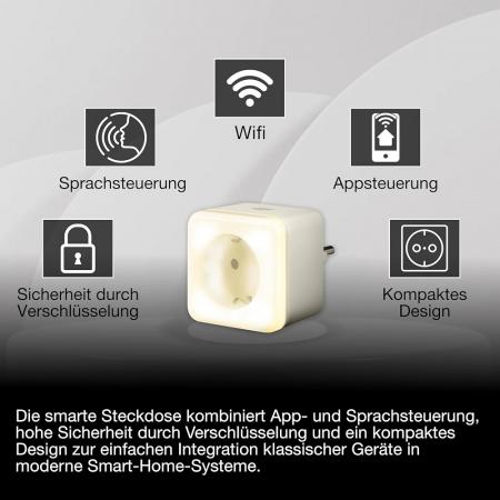 OSRAM SMART+ WIFI Steckdose mit Nachtlicht IP20-Schutz - für Integration von Geräten ins Smart Home und Sicherheit