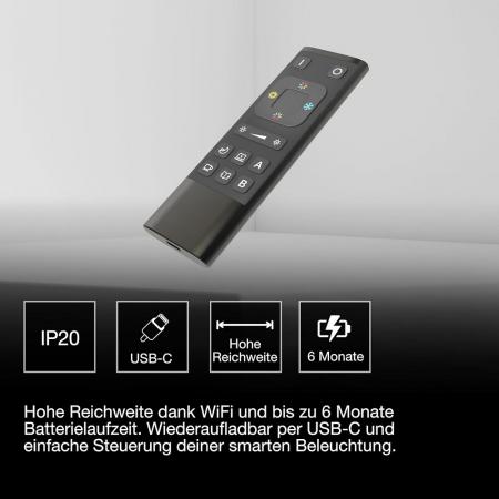 OSRAM SMART+ WIFI Fernbedienung, aufladbar mit USB-C in Schwarz zur intelligenten Steuerung Automatisierung von Smart-Home-Systemen