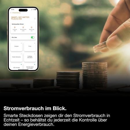 OSRAM SMART+ MATTER Steckdose - intelligente Steckdose mit Matter over WiFi-Technologie zur Einbindung von elektrischen Geräten ins Smart Home System