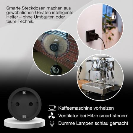 OSRAM SMART+ MATTER Steckdose Schwarz - intelligente Steckdose mit Matter over WiFi-Technologie zur Einbindung von elektrischen Geräten ins Smart Home System