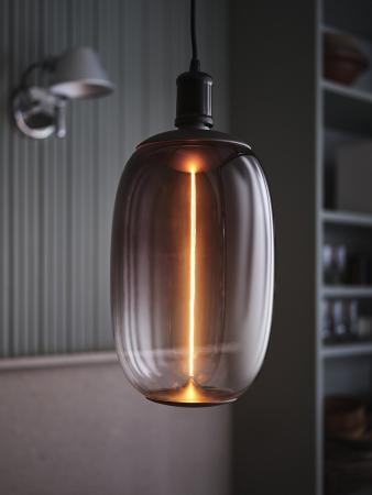 OSRAM VINTAGE 1906 4099854419416 BOBBIN Ø 10 cm schwarz - Schlichte Pendelleuchte mit stoffummanteltem Kabel und E27 Fassung ohne Leuchtmittel