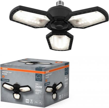 OSRAM LED Hallenleuchte Highbay Blade E27 40W 840 E27 Black