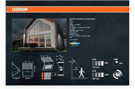 Osram Solar LED Außen Flutlicht ENDURA Flood Butterfly mit Sensor 4W 4000K neutralweißes Licht