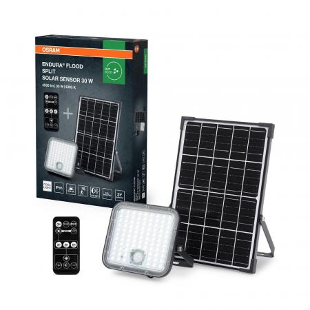 Osram Solar LED Außen Fluter ENDURA FLOOD mit Sensor 30W 4000K neutralweißes Licht mit Fernbedienung