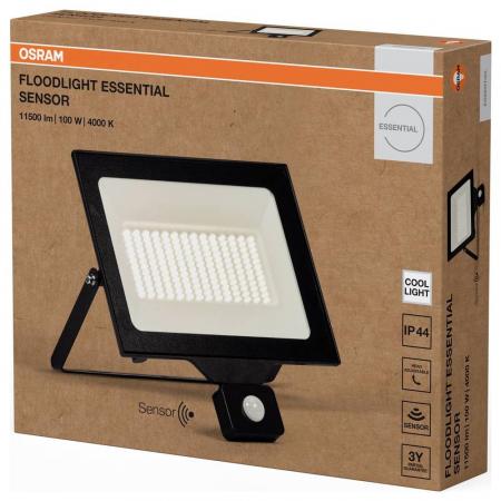 OSRAM LED Fluter Floodlight Essential mit Sensor 100W 4000K Neutralweiß IP44 schwarz