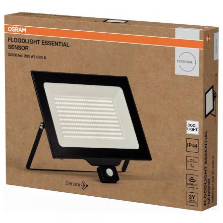 OSRAM LED Fluter Floodlight Essential mit Sensor 200W 4000K Neutralweiß IP44 schwarz