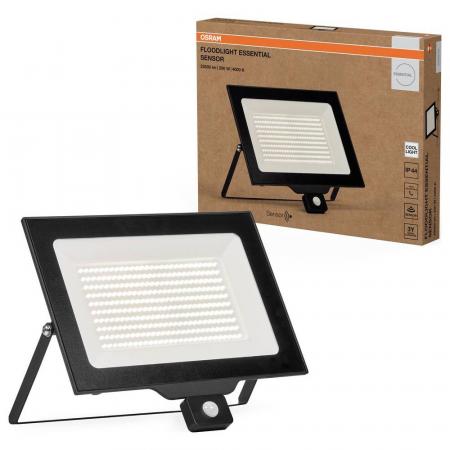 OSRAM LED Fluter Floodlight Essential mit Sensor 200W 4000K Neutralweiß IP44 schwarz