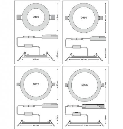 Flache Ledvance LED Einbauleuchte Slim weiß Einbau ø 20,5cm rund 19W warmweißes Licht