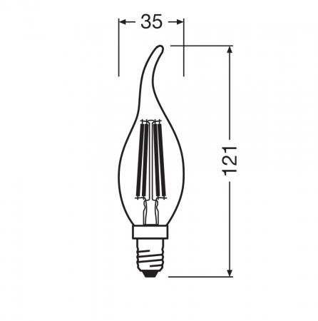 OSRAM E14 LED Superstar Classic BA 40 FILAMENT Windstoß Kerzenform klar dimmbar warmweißes Licht