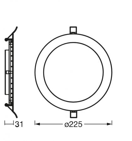 OSRAM LED Einbauleuchte ultra slim ø22,5cm weiß, 3000K - warmweiß, Einbaudurchmesser 200 mm, Einbautiefe 35 mm