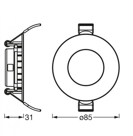 OSRAM LED Einbauleuchte ultra slim ø8cm weiß neutalweißes Licht - flaches Design, IP20, Einbaudurchmesser 72 mm, Einbautiefe 35 mm