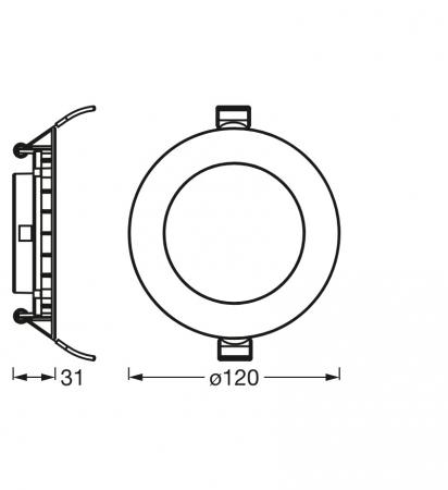 OSRAM LED Downlight ultra slim ø12cm weiß 4000K - neutralweiß, flaches Design, IP20, Einbaudurchmesser 105 mm, Einbautiefe 350mm