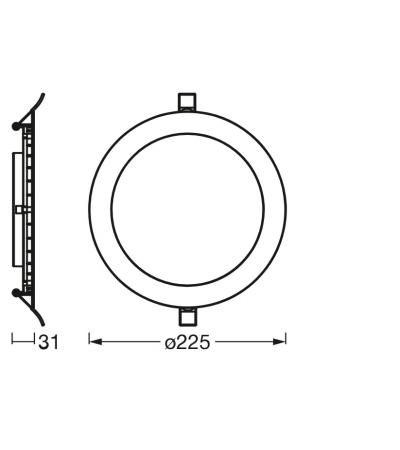 OSRAM LED Downlight ultra slim ø22,5cm weiß 4000K neutralweißes Licht - flaches Design, IP20, Einbaudurchmesser 200 mm, Einbautiefe 35 mm