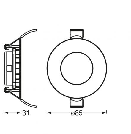 OSRAM LED Downlight ultra slim ø8cm weiß 6500K Tageslicht - flaches Design, IP20, Einbaudurchmesser72 mm, Einbautiefe 35 mm