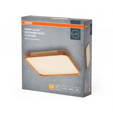 OSRAM Holz Decor Deckenleuchte Orbis Alicia 16W Click DIM - Dimmen in drei Stufen durch wiederholtes Schalten