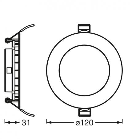 OSRAM  LED Downlight ultra slim ø12cm weiß kaltweißes Arbeitslicht - flaches Design, IP20, einfache Montage, Einbaudurchmesser 105 mm