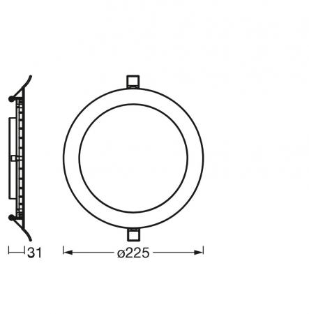 OSRAM LED Downlight ultra slim ø22,5cm weiß kaltweißes Arbeitslicht - flaches Design, IP20, einfache Montage, Einbaudurchmesser 200 mm