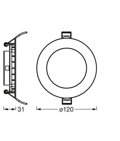 3er Set OSRAM Downlight ultra slim ø12cm LED-Einbauleuchte 8W Warmweißes Licht Weiß - mit integriertem Treiber IP20 - inkl. Montagezubehör, Einbaudurchmesser 105 mm, Einbautiefe 35 mm
