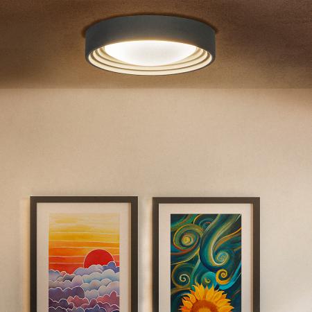 OSRAM Deckenleuchte Orbis Concrete 13W Ø 30 cm - Dekorative Leuchte aus Beton in grau - dimmbar in drei Stufen durch wiederholtes Schalten