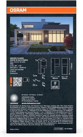 OSRAM Außenwandleuchte Endura Classic Isidor in Dunkelgrau - Aluminium, schnelle & einfache Installation, mattierter Diffusor, IP65