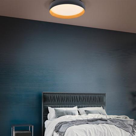 Osram Orbis Livia Deckenleuchte 520MM 36W Click DIM in Wood-Decor-Schwarz- Dimmen in drei Stufen durch wiederholtes Schalten