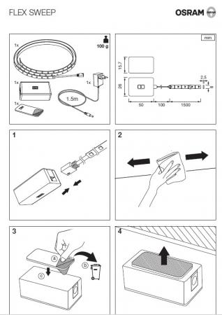 1.5M OSRAM LED Streifen Flex Sweep neutralweißes Licht mit  Bewegungssensor für berührungslose Steuerung via Handbewegung IP20