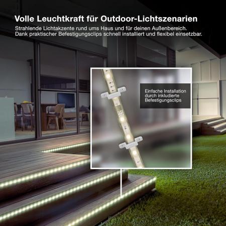 10M Osram Outdoor Flex LED-Streifen IP65 neutralweißes Licht - bis 50 m erweiterbar, inkl. Kabeltrommel, Montagezubehör, Anschlusskabel
