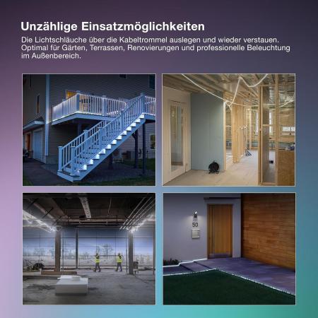 15M Osram Outdoor Flex LED-Streifen IP65 neutralweißes Licht - bis 50 m erweiterbar, inkl. Kabeltrommel, Montagezubehör, Anschlusskabel