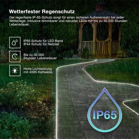 15M Osram Outdoor Flex LED-Streifen IP65 neutralweißes Licht - bis 50 m erweiterbar, inkl. Kabeltrommel, Montagezubehör, Anschlusskabel