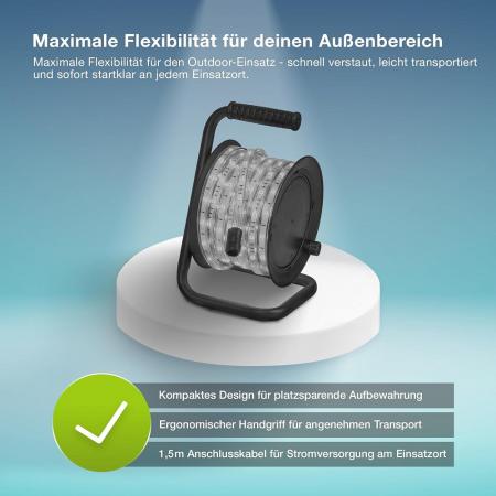 20M Osram Outdoor Flex LED-Streifen IP65 neutralweißes Licht - bis 50 m erweiterbar, inkl. Kabeltrommel, Montagezubehör, Anschlusskabel