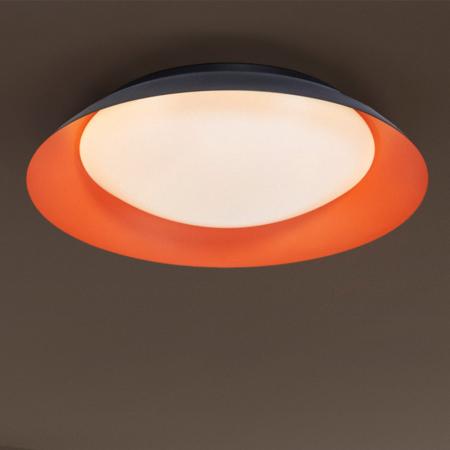 OSRAM Deckenleuchte Orbis Plate 45W Ø 48 cm - Dekorative Leuchte aus Stahl in Schwarz / Orange - dimmbar in drei Stufen durch wiederholtes Schalten