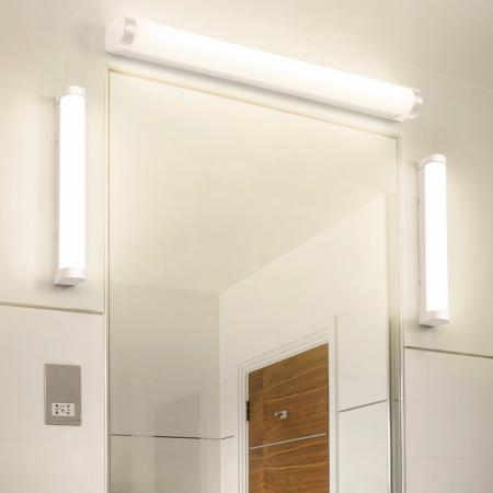 OSRAM Obris Tube Frost Glass Wandlampe & Spiegelleuchte weiß fürs Badezimmer Click CCT Dimmbar 40cm IP44 Chrom - mit umschaltbarer Farbtemperatur