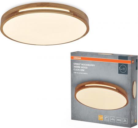 OSRAM Holz Decor Deckenleuchte Orbis Woodburry 33cm 24W Click DIM - Dimmen in drei Stufen durch wiederholtes Schalten