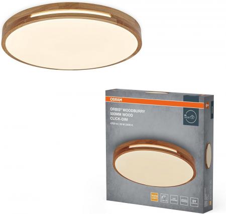 OSRAM Holz Decor Deckenleuchte Orbis Woodburry 50cm 36W Click DIM - Dimmen in drei Stufen durch wiederholtes Schalten