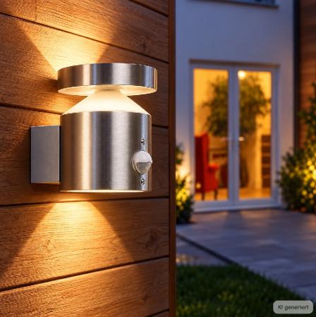 OSRAM ENDURA STYLE CYLINDER Wall Sensor LED-Außenwandleuchte 6W 360 lm 3000K Warmweiß Edelstahloptik IP44