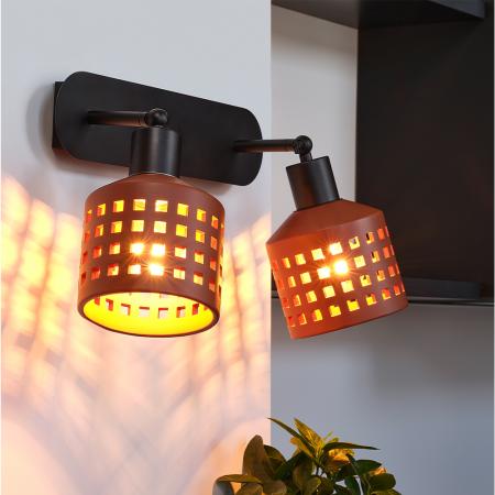 OSRAM Wandleuchte Decor Clay Windows aus Ton mit E27 Fassung braun - mit 2 verstellbaren  Lampenköpfen