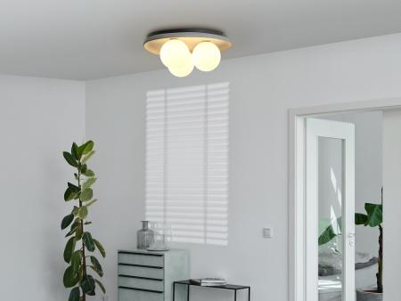 OSRAM Deckenleuchte Decor Concrete Nest aus Beton mit 3 x G9 Fassung grau - mit matten Glaskugeln