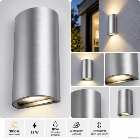 OSRAM ENDURA STYLE UPDOWN LED-Außenwandleuchte 12 W 700 lm 3000 K warmweiß IP44 Aluminium
